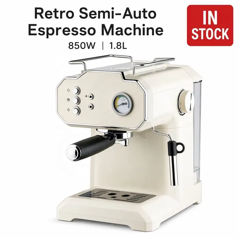 Pressure Gauge Espresso - Retro półautomatyczny ekspres do kawy 850W